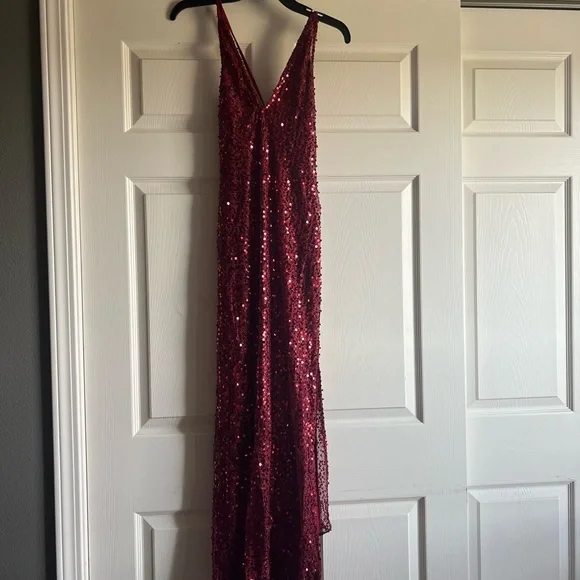 red dress with sleeves Shop Stage Cherry Puff Sleeve Floaty Maxi Dress